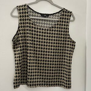 R & K Women’s Blouse Size 12 Houndstooth Print Pullover Sleeveless Tank Top